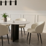 Picture of Metal Vegan Leather Side Chair in Ivory, Stone Grey and Black Finish
