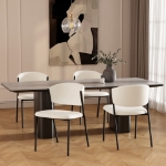 Picture of Metal Vegan Leather Side Chair in Ivory, Stone Grey and Black Finish