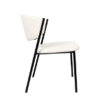 Picture of Metal Vegan Leather Side Chair in Ivory, Stone Grey and Black Finish