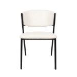 Picture of Metal Vegan Leather Side Chair in Ivory, Stone Grey and Black Finish