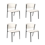 Picture of Metal Vegan Leather Side Chair in Ivory, Stone Grey and Black Finish