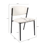 Picture of Metal Vegan Leather Side Chair in Ivory, Stone Grey and Black Finish
