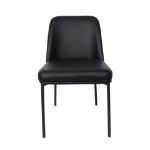 Picture of Black Upholstered Side Chair in Vegan Leather with a Metal Frame