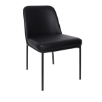 Picture of Black Upholstered Side Chair in Vegan Leather with a Metal Frame