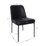 Picture of Black Upholstered Side Chair in Vegan Leather with a Metal Frame