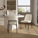 Picture of Ivory Upholstered Side Chair in Vegan Leather with a Metal Frame