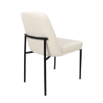 Picture of Ivory Upholstered Side Chair in Vegan Leather with a Metal Frame