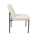 Picture of Ivory, Stone Grey and Black Upholstered Side Chair in Vegan Leather with a Metal Frame