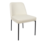 Picture of Ivory Upholstered Side Chair in Vegan Leather with a Metal Frame