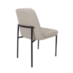 Picture of Stone Grey Upholstered Side Chair in Vegan Leather with a Metal Frame