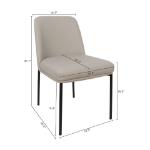 Picture of Stone Grey Upholstered Side Chair in Vegan Leather with a Metal Frame