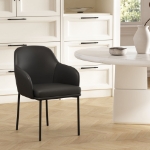 Picture of Black Upholstered Arm Chair in Vegan Leather with a Metal Frame