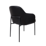 Picture of Black Upholstered Arm Chair in Vegan Leather with a Metal Frame