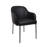 Picture of Black Upholstered Arm Chair in Vegan Leather with a Metal Frame