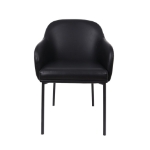 Picture of Black Upholstered Arm Chair in Vegan Leather with a Metal Frame