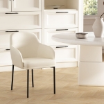 Picture of Ivory Upholstered Arm Chair in Vegan Leather with a Metal Frame