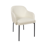 Picture of Ivory Upholstered Arm Chair in Vegan Leather with a Metal Frame