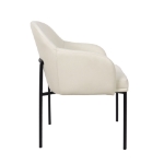 Picture of Ivory Upholstered Arm Chair in Vegan Leather with a Metal Frame