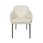 Picture of Ivory Upholstered Arm Chair in Vegan Leather with a Metal Frame