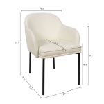 Picture of Ivory Upholstered Arm Chair in Vegan Leather with a Metal Frame