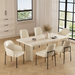 Picture of Ivory Upholstered Arm Chair in Vegan Leather with a Metal Frame