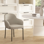 Picture of Stone Grey Upholstered Arm Chair in Vegan Leather with a Metal Frame