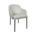 Picture of Stone Grey Upholstered Arm Chair in Vegan Leather with a Metal Frame