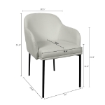 Picture of Stone Grey Upholstered Arm Chair in Vegan Leather with a Metal Frame