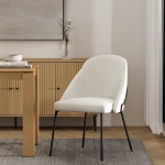 Picture of White Leatherette Dining Chair with Black Legs