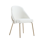 Picture of White Leatherette Dining Chair with Gold Legs