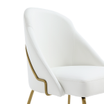 Picture of White Leatherette Dining Chair with Gold Legs