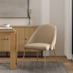Picture of Tan Leatherette Dining Chair with Gold Legs