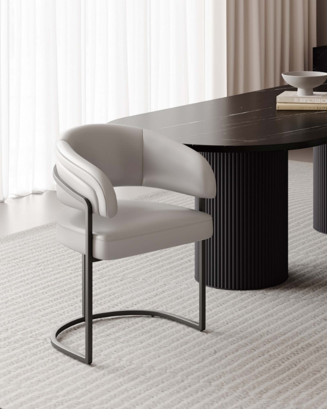 Picture of Leatherette Upholstered Dining Chair in Light Grey