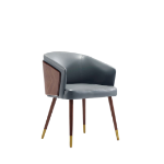 Picture of Leather Dining Chair in Walnut and Graphite Grey