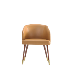 Picture of Leather Dining Chair in Walnut and Caramel