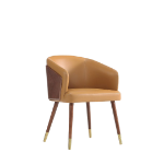 Picture of Leather Dining Chair in Walnut and Caramel
