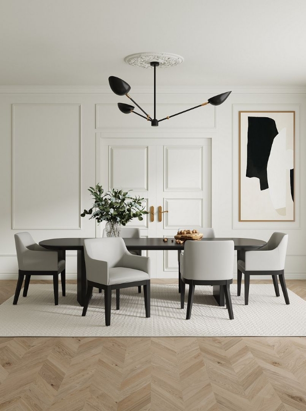 Picture of Leather Dining Arm Chair in Stone Grey