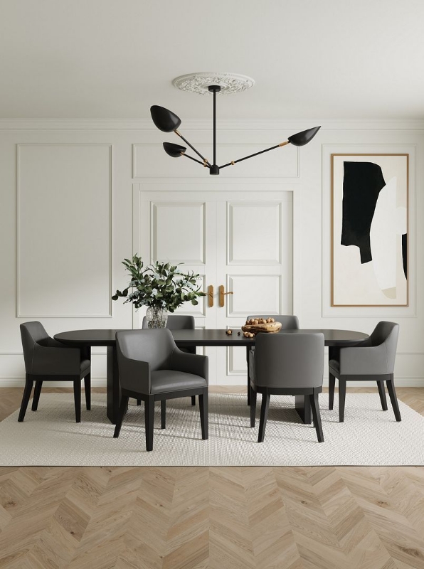 Picture of Leather Dining Arm Chair in Graphite