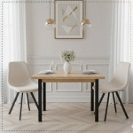 Picture of Leather Dining Chair With Black Metal Legs