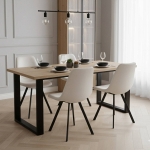 Picture of Leather Dining Chair With Black Metal Legs