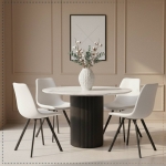 Picture of Leather Dining Chair With Black Metal Legs