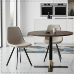 Picture of Leather Dining Chair With Black Metal Legs