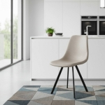 Picture of Leather Dining Chair With Black Metal Legs