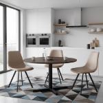 Picture of Leather Dining Chair With Black Metal Legs