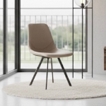 Picture of Leather Dining Chair With Black Metal Legs