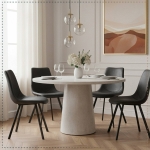 Picture of Leather Dining Chair With Black Metal Legs