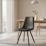 Picture of Leather Dining Chair With Black Metal Legs