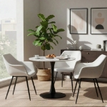 Picture of Leather Dining Chair With Black Legs