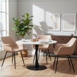 Picture of Leather Dining Chair With Black Legs