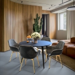 Picture of Leather Dining Chair With Gold Legs